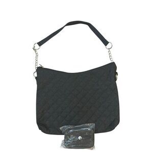 itz Magic Studios Black Quilted Chain Link Shoulder Bag W Coin Purse New